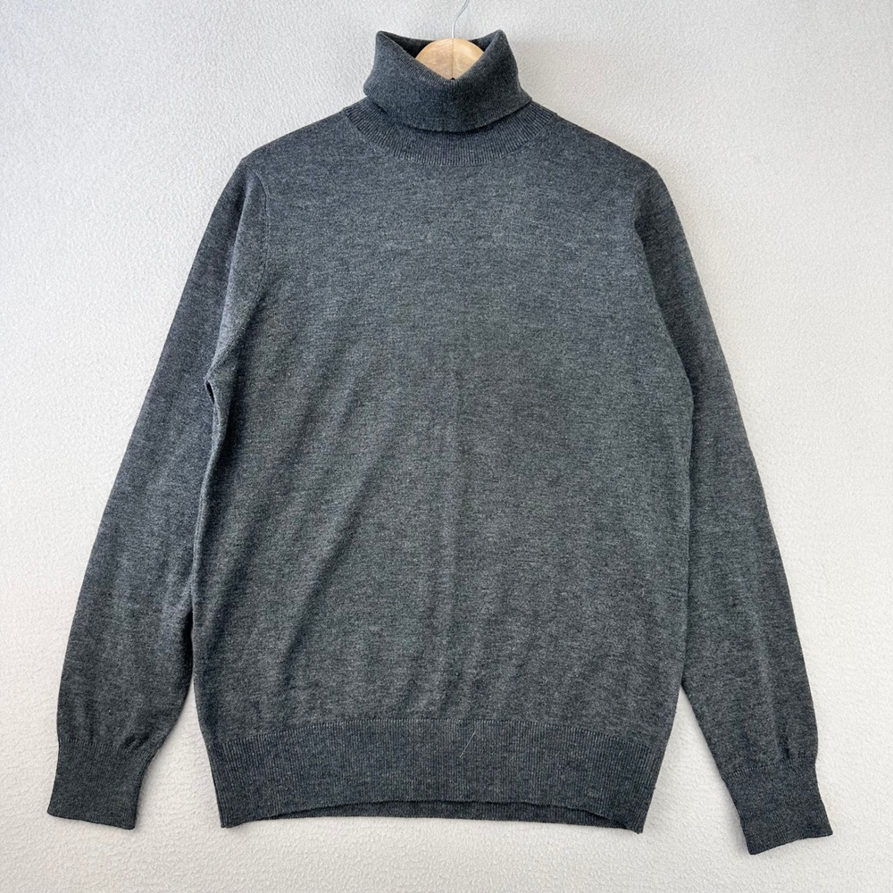 Real Cashmere Turtleneck Sweater Women 48 (L) Gray Wool Silk Blend Made in Italy